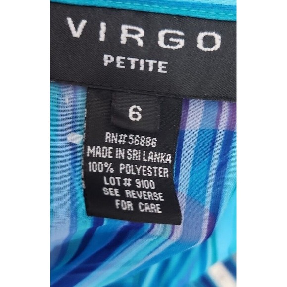 2 pc Virgo Petite Womens‎ 6P Sheer Blouse Long Sleeves Turquoise Shell Buttons - Picture 15 of 16